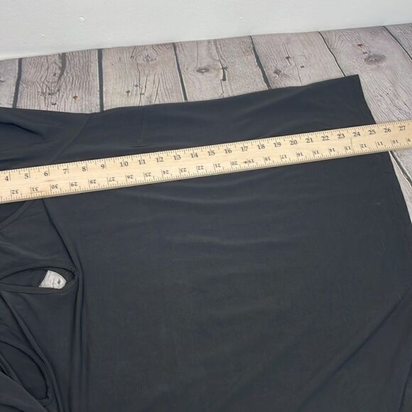 MOA MOA Black Rhinestone Neckline Blouse Cutout Neckline Glam Goth 3/4 Sleeve 1X - Picture 12 of 12